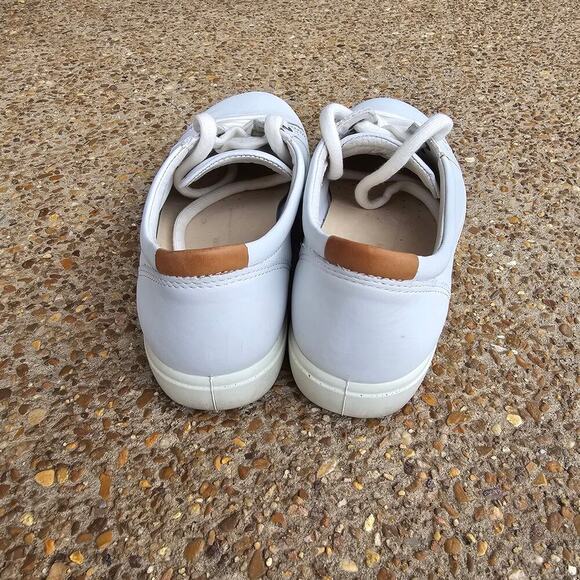 Ecco 7 Sneakers White Nubuck Leather Size 6.5 Wide Comfort Durable Shoes - Picture 8 of 10